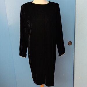 Brook Brothers Black Velvet Dress With Gold Accents